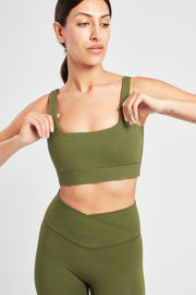 Square Neck Sports Bra - Earth Khaki