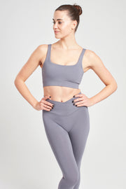 Square Neck Sports Bra - Pearl Grey