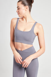 Square Neck Sports Bra - Pearl Grey