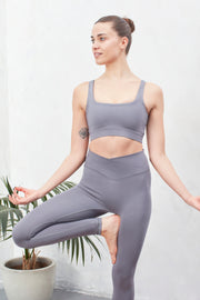 Square Neck Sports Bra - Pearl Grey